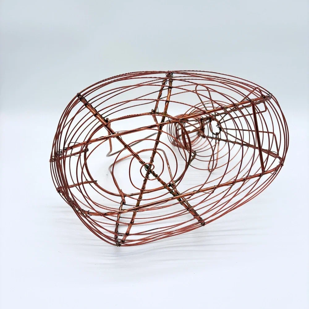 Vintage Copper Wire Duck Egg Basket Farmhouse Rustic Country Kitchen Egg Holder
